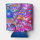 カラフルハートと花抽象芸術パーソナライズされた 缶クーラー (裏面)