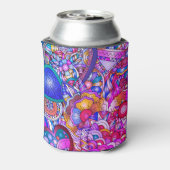 カラフルハートと花抽象芸術パーソナライズされた 缶クーラー (缶裏面)