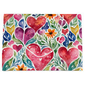 カラフルハートと花 ラージペーパーバッグ (正面)