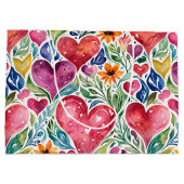 カラフルハートと花 ラージペーパーバッグ (裏面)