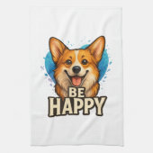 カラフルハートのコーギー - 愛犬家デザイン キッチンタオル (縦)