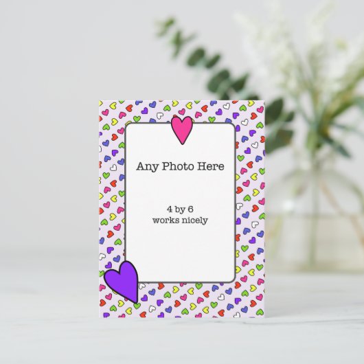 カラフルハートの写真のフレーミング ポストカード (スタンド正面)