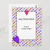 カラフルハートの写真のフレーミング ポストカード (正面/裏面)