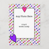 カラフルハートの写真のフレーミング ポストカード (正面)