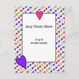カラフルハートの写真のフレーミング ポストカード