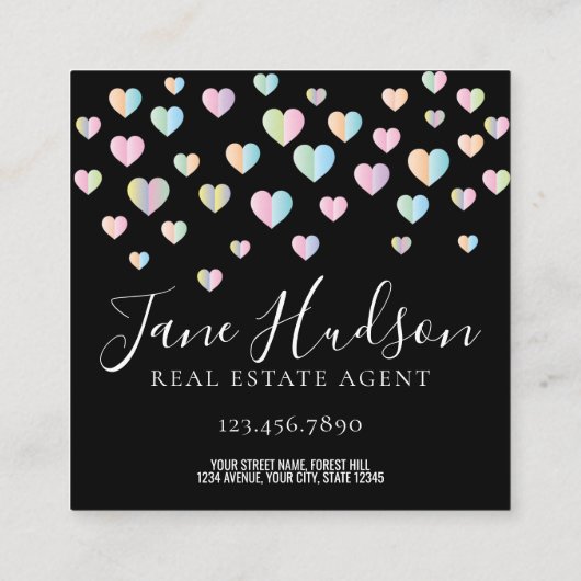 カラフルハートの斑点名刺 スクエア名刺 (裏面)