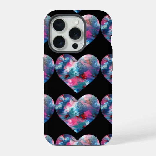 カラフルハートの木製絵画 iPhoneケース (裏面)