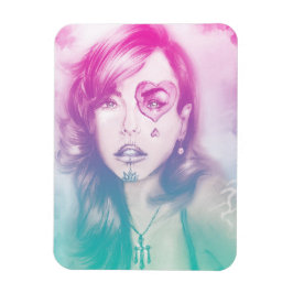 カラフルハートアイガールフォトマグネット – Rainbow マグネット