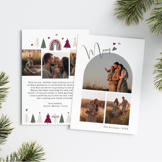 カラフルハートアーチメリー6枚の写真クリスマス シーズンカード