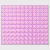 カラフルハートアートピンク&イエローエレガント誕生日 ラッピングペーパー (フラット)