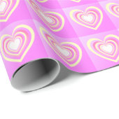 カラフルハートアートピンク&イエローエレガント誕生日 ラッピングペーパー (ロールコーナー)