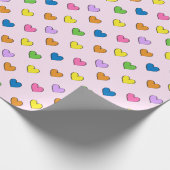 カラフルハートオン淡いピンクの包装紙 ラッピングペーパー (角)