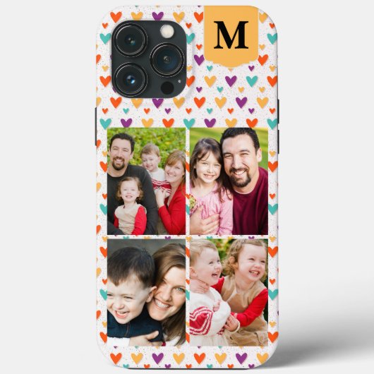 カラフルハートカスタムモノグラム4 – 写真 Case-Mate iPhoneケース (裏面)