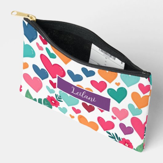 カラフルハートカスタム アクセサリーポーチ (見開き)
