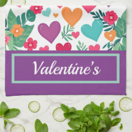 カラフルハートカスタム キッチンタオル