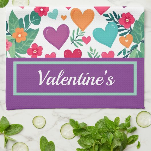 カラフルハートカスタム キッチンタオル (折り畳み)