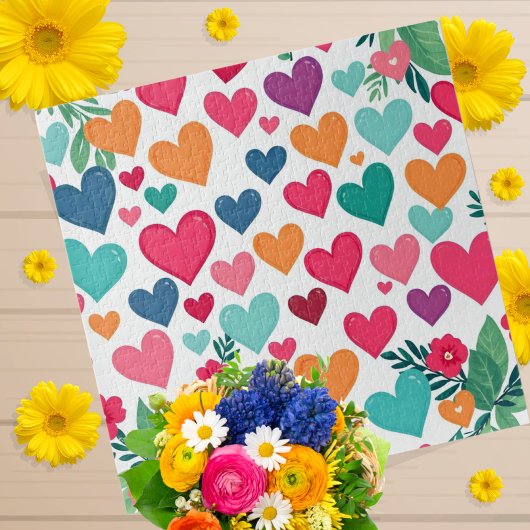 カラフルハートカスタム ジグソーパズル