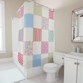 カラフルハートキルトパターン シャワーカーテン (インサイチュ)