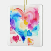カラフルハートクラスターお洒落ラブシンボル セラミックオーナメント (左)