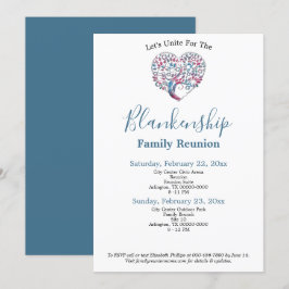 カラフルハートシェイプツリーファミリ懇親会テンプレート 招待状