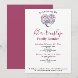 カラフルハートシェイプツリーファミリ懇親会テンプレート 招待状