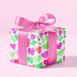 カラフルハートシモダンックエレガントボホロマンチック ラッピングペーパー