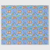 カラフルハートスタースロッスパターンベビー誕生日 ラッピングペーパー (フラット)