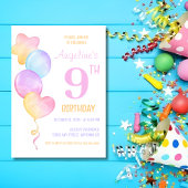 カラフルハートスターバルーン子供の誕生日 招待状