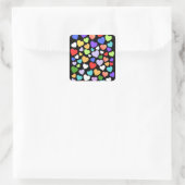 カラフルハートステッカー スクエアシール (バッグ)