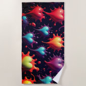 カラフルハートスプラッシュアート ビーチタオル (正面)