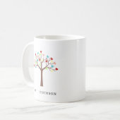カラフルハートツリーサンキュー コーヒーマグカップ (正面左)