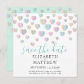 カラフルハートドットデザインパターン 招待状 (正面/裏面)