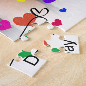 カラフルハートバレンタインデー写真タイポグラフィ ジグソーパズル (側面)