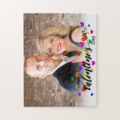 カラフルハートバレンタインデー写真タイポグラフィ ジグソーパズル (縦)