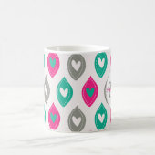 カラフルハートパタパーソナライズされたーン コーヒーマグカップ (中央)