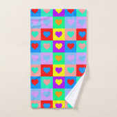 カラフルハートパタポップ・アートのーン バスタオルセット (ハンドタオル)