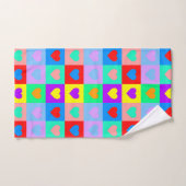 カラフルハートパタポップ・アートのーン バスタオルセット (ハンドタオル)