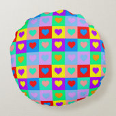 カラフルハートパタポップ・アートのーン ラウンドクッション (裏面)