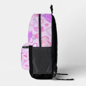 カラフルハートパターンイニシャル文字モノグラム プリントバックパック (右)