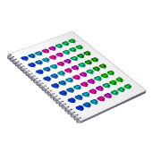 カラフルハートパターンハート宝石 ノートブック (右側)