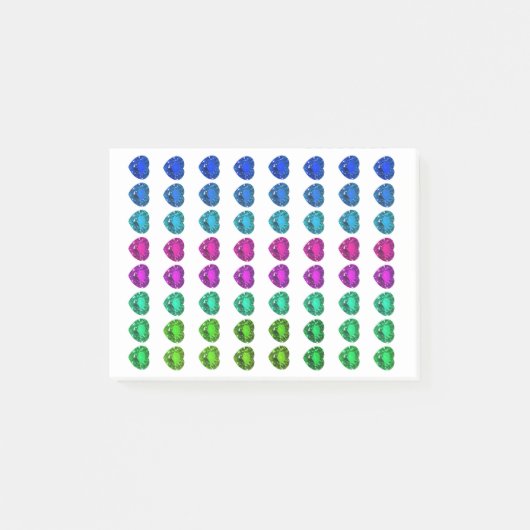 カラフルハートパターンハート宝石 ポストイット (正面)