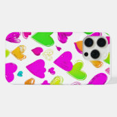 カラフルハートパターン電話ケース | 可愛い鮮やかL iPhoneケース (裏面横)