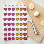 カラフルハートパターン – おもしろいとよくはしゃぐデザイン キッチンタオル (四つ折り)