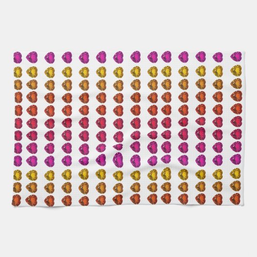 カラフルハートパターン – おもしろいとよくはしゃぐデザイン キッチンタオル (横)