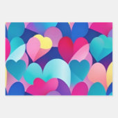 カラフルハートラッピング紙フラットシートセット3 ラッピングペーパーシート (正面2)