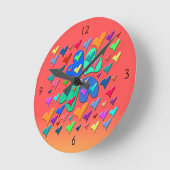 カラフルハート丸時計 ラウンド壁時計 (傾斜)
