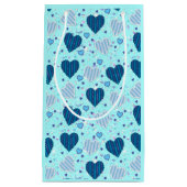 カラフルハート付きストライプ スモールペーパーバッグ (正面)