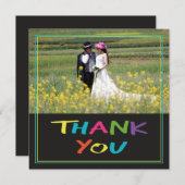 「カラフルハート付き手紙」結婚の写真 サンキューカード (正面/裏面)