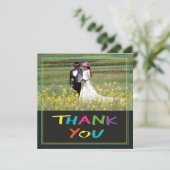 「カラフルハート付き手紙」結婚の写真 サンキューカード (スタンド正面)