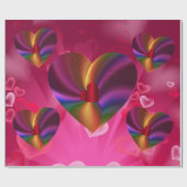 カラフルハート内ハートピンク ラッピングペーパー (フラット)